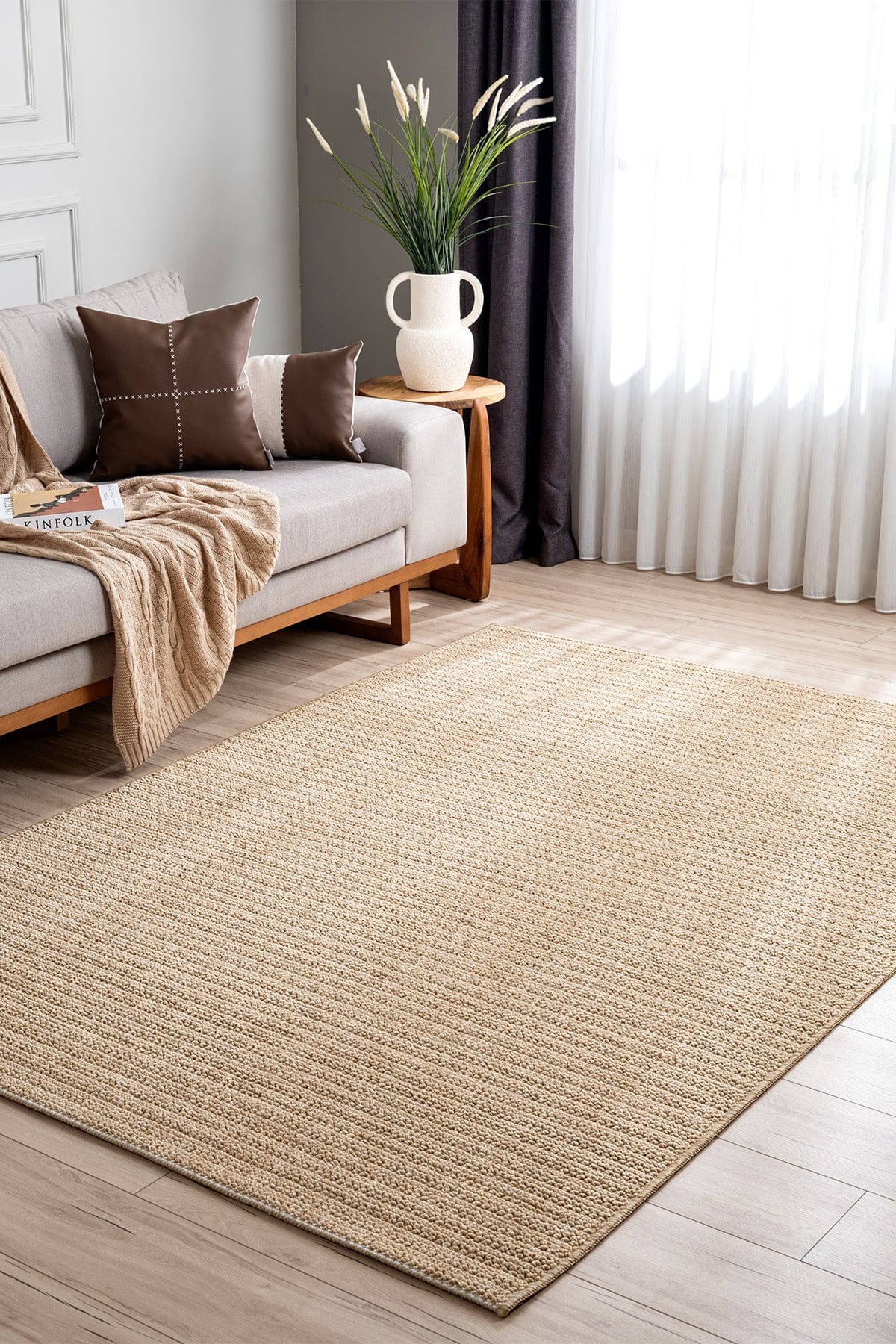 Retro Plain Natural Flatweave Rug A3190A