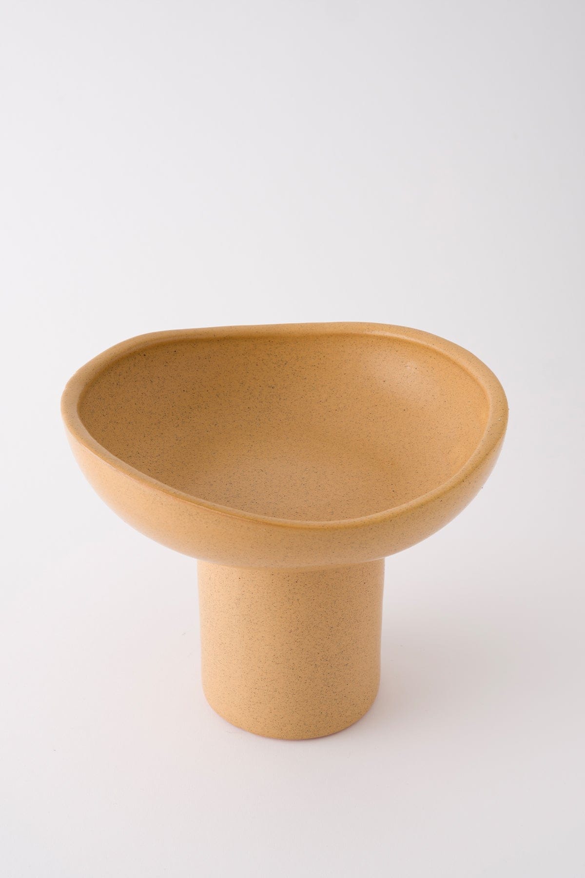 Handmade Large Serving Bowl with Sateen Matte Beige Foot 8615