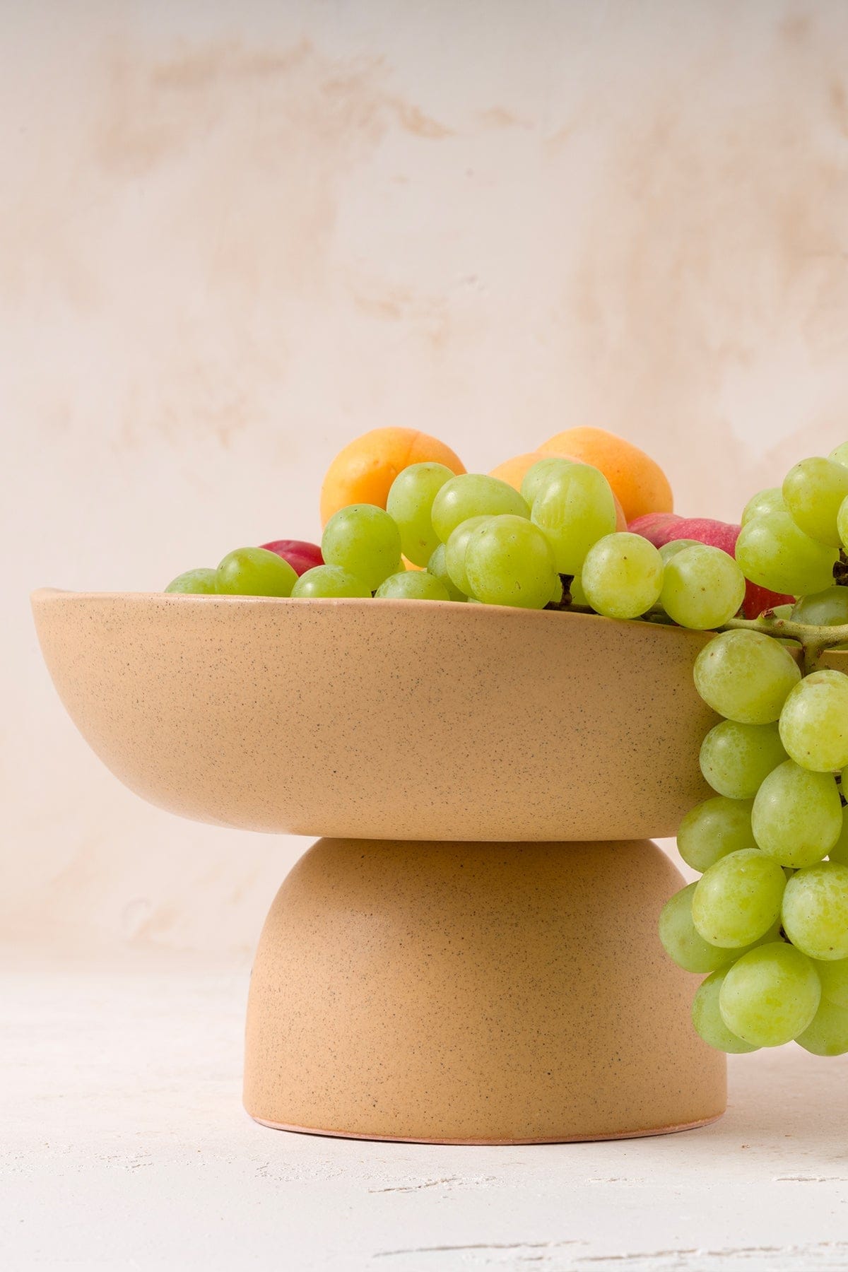 Sateen Mat Bej Ayaklı El Yapımı Küçük Sunum Kasesi 8613