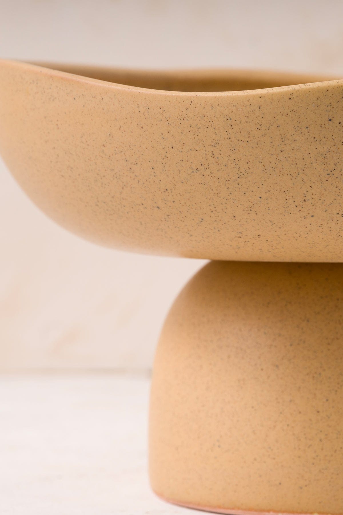 Handmade Small Serving Bowl with Satin Matte Beige Foot 8613