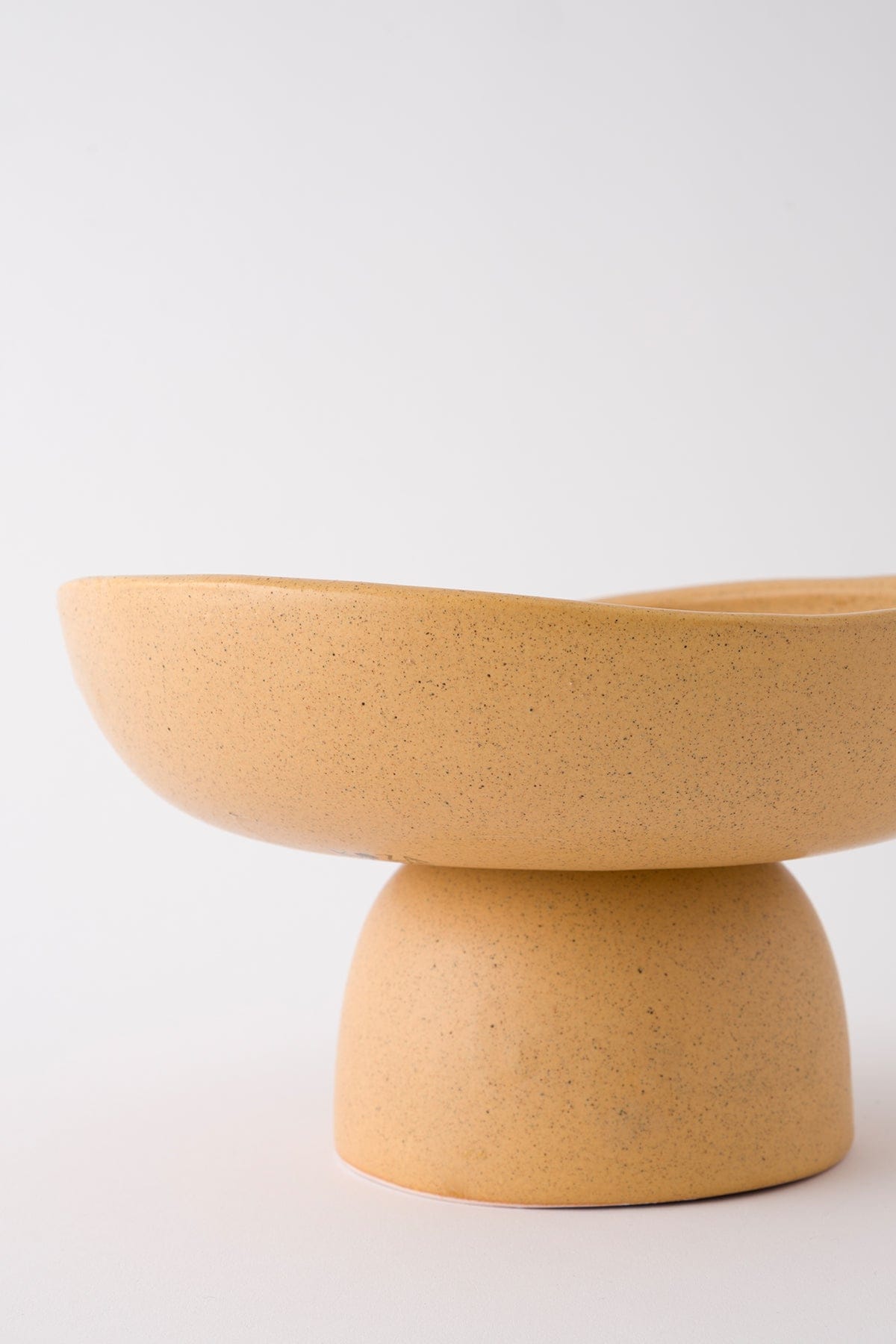 Handmade Small Serving Bowl with Satin Matte Beige Foot 8613