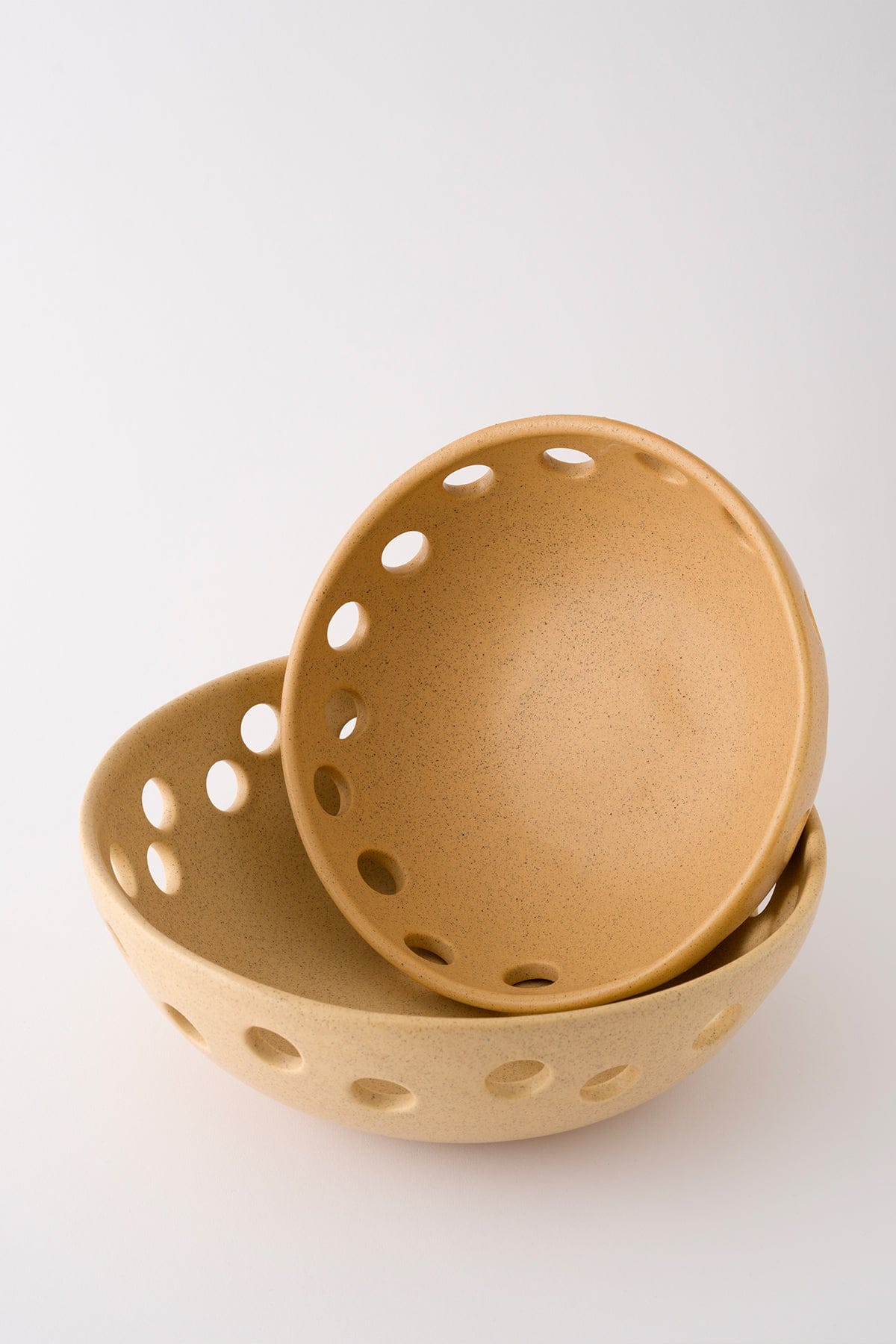 Sateen Mat Bej El Yapımı Oval Büyük Kase 8607