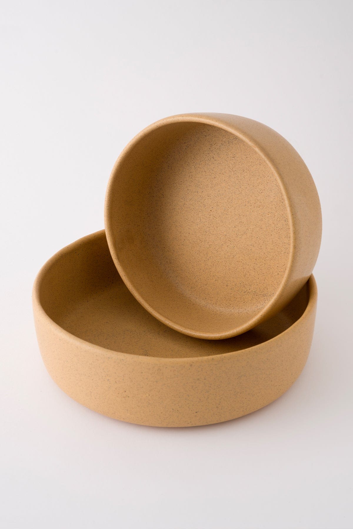 Satin Matte Beige Mottled Handmade Serving Bowl 8620