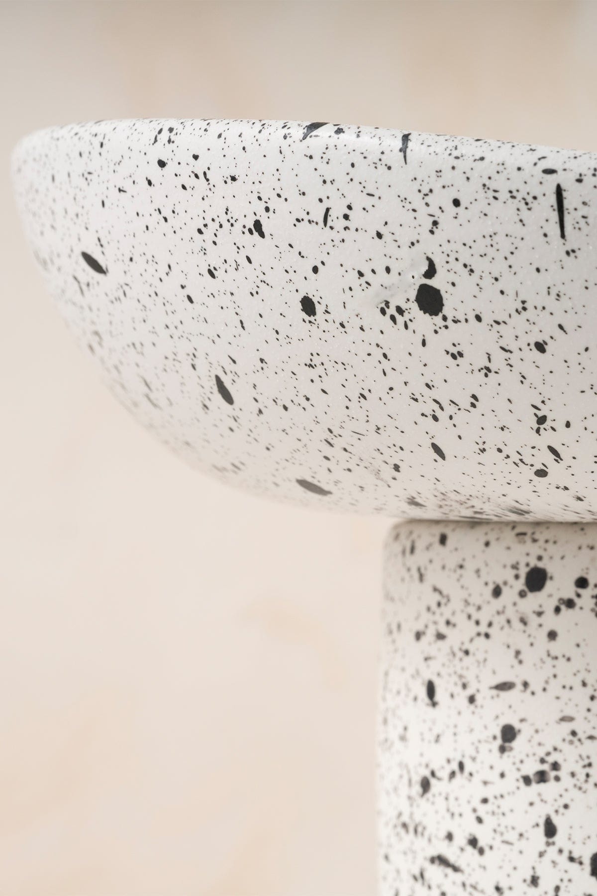Sateen Matte White Speckled Pedestal Handmade Large Serving Bowl 8616