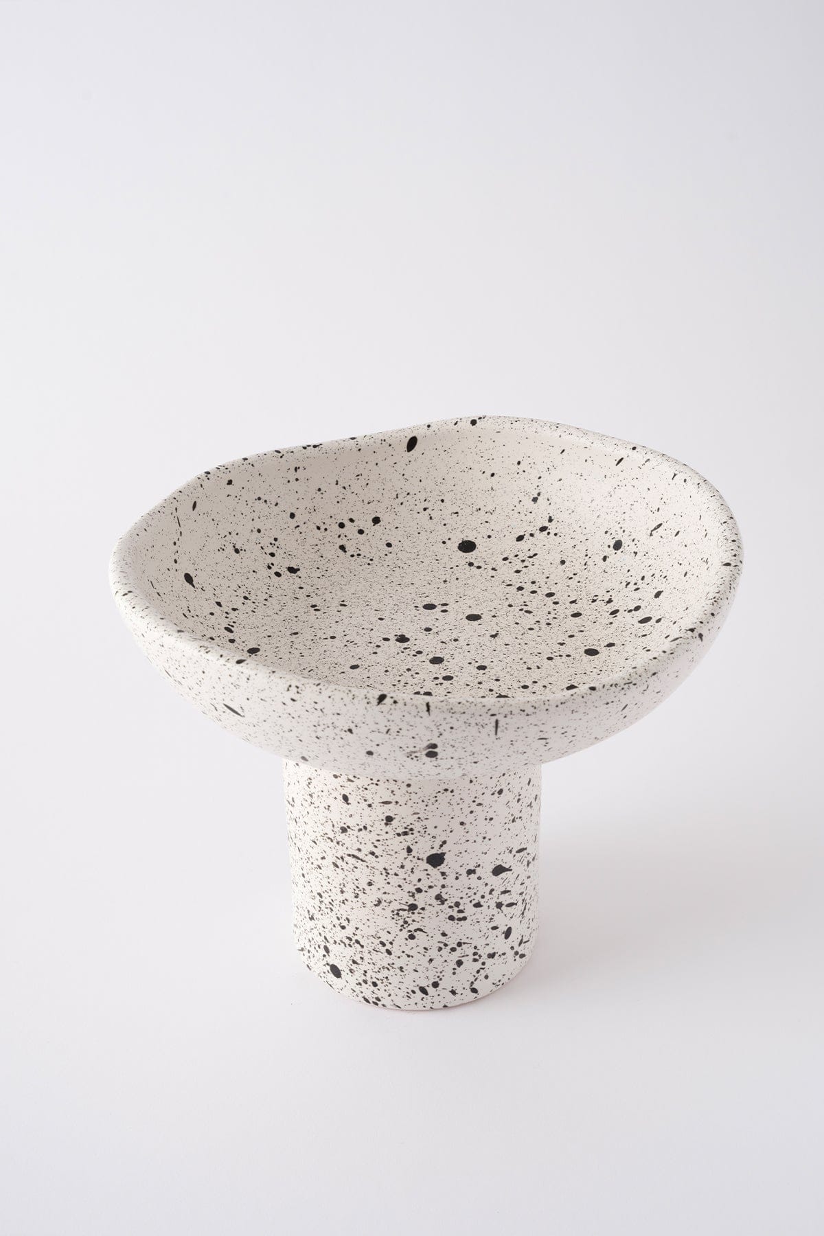 Sateen Matte White Speckled Pedestal Handmade Large Serving Bowl 8616