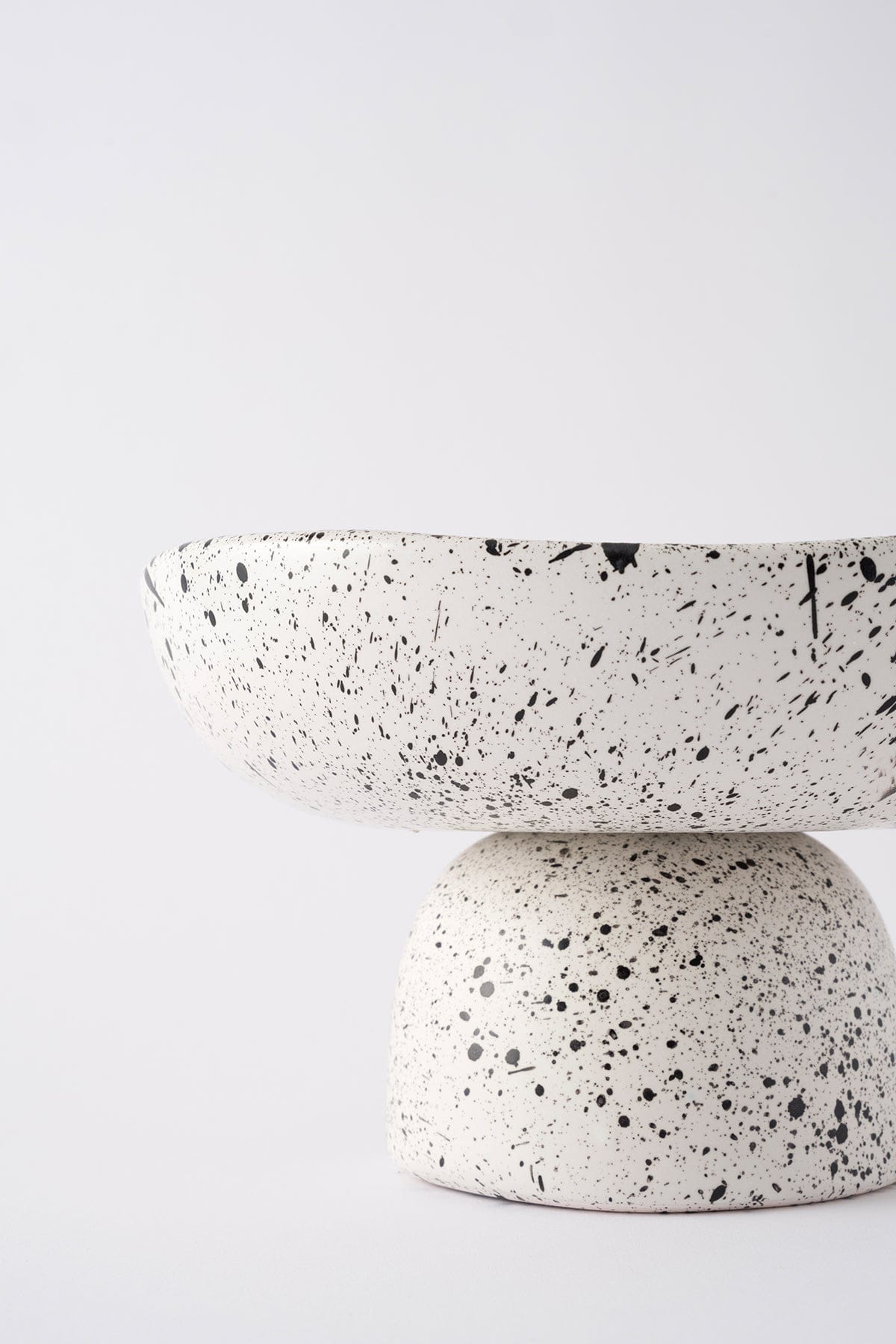 Handmade Small Serving Bowl with Speckled White Sateen Matte Foot 8614