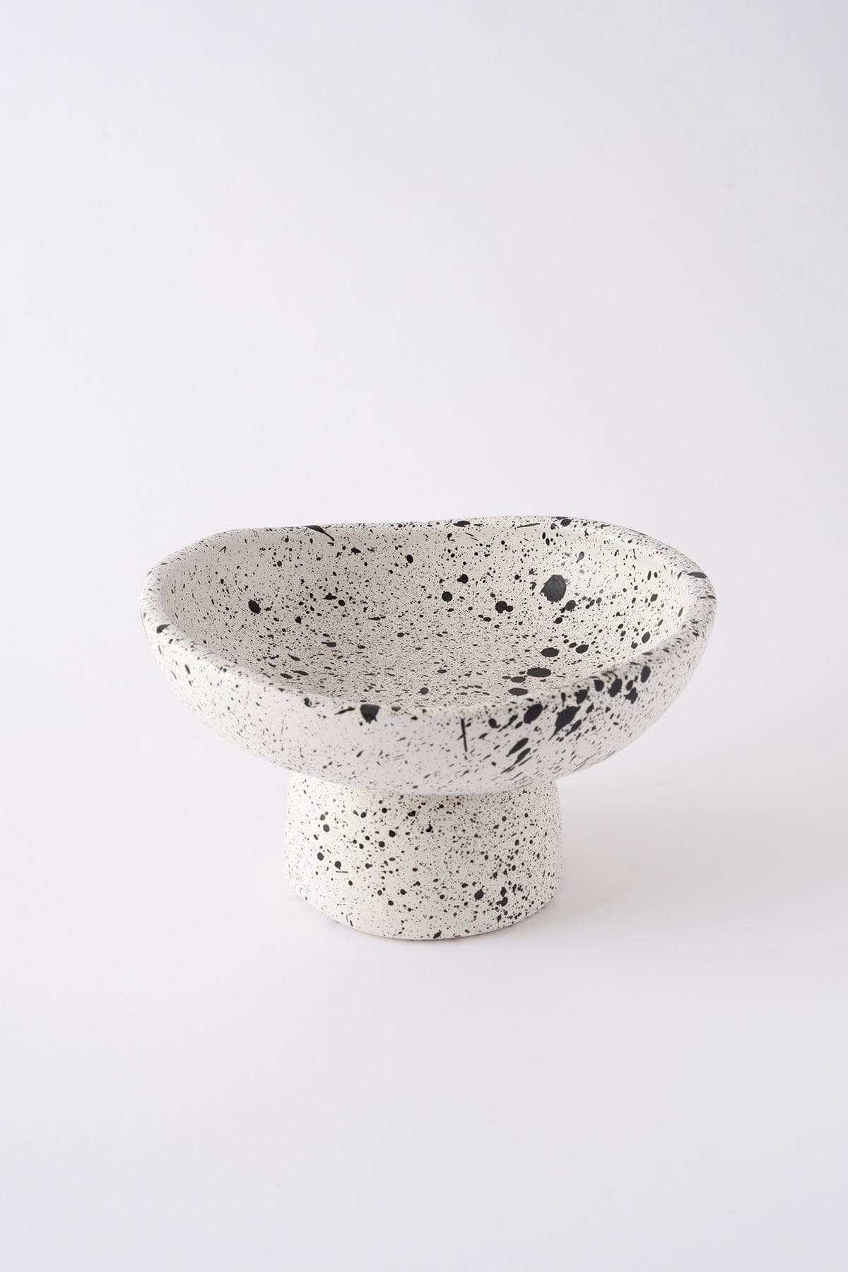 Handmade Small Serving Bowl with Speckled White Sateen Matte Foot 8614