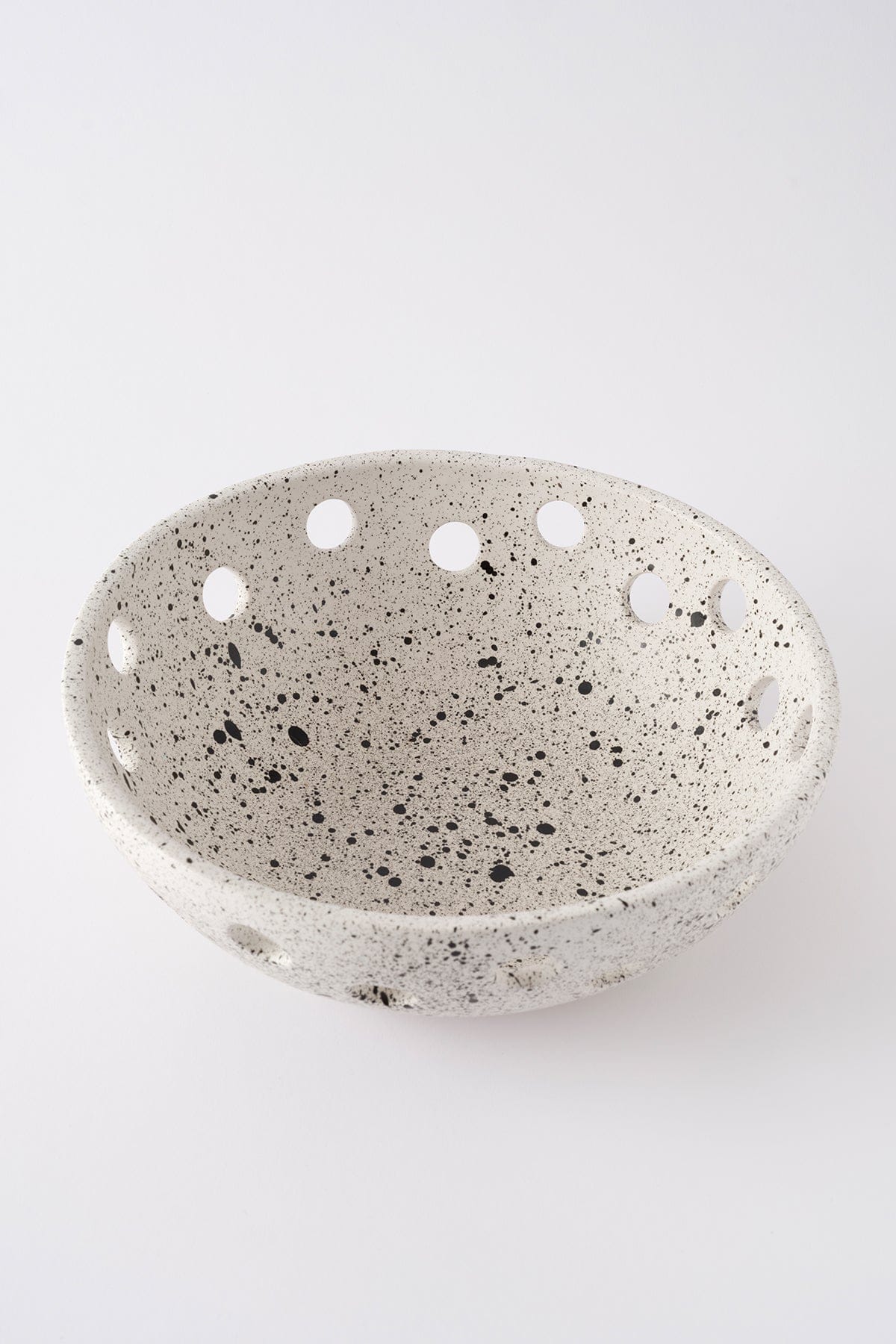 Sateen Matte White Speckled Handmade Oval Large Bowl 8608