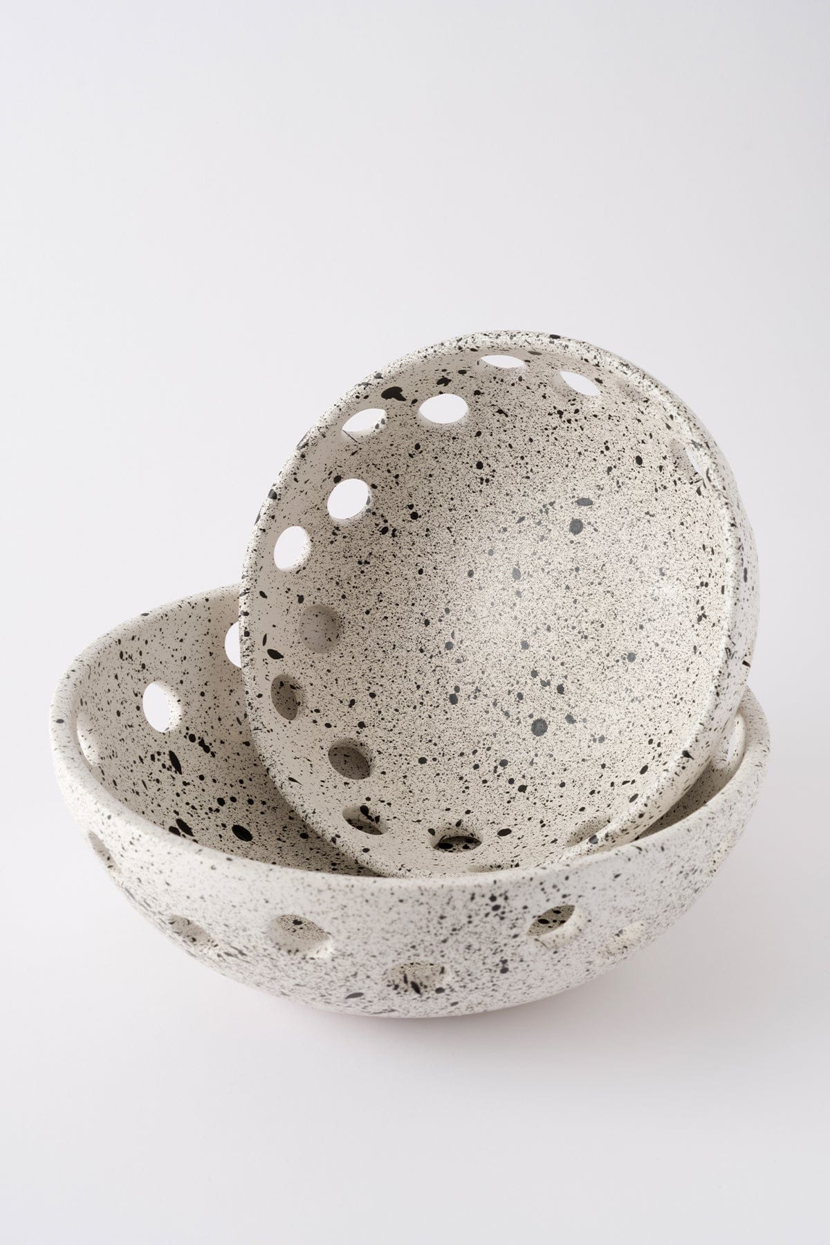 Sateen Matte White Speckled Handmade Oval Large Bowl 8608