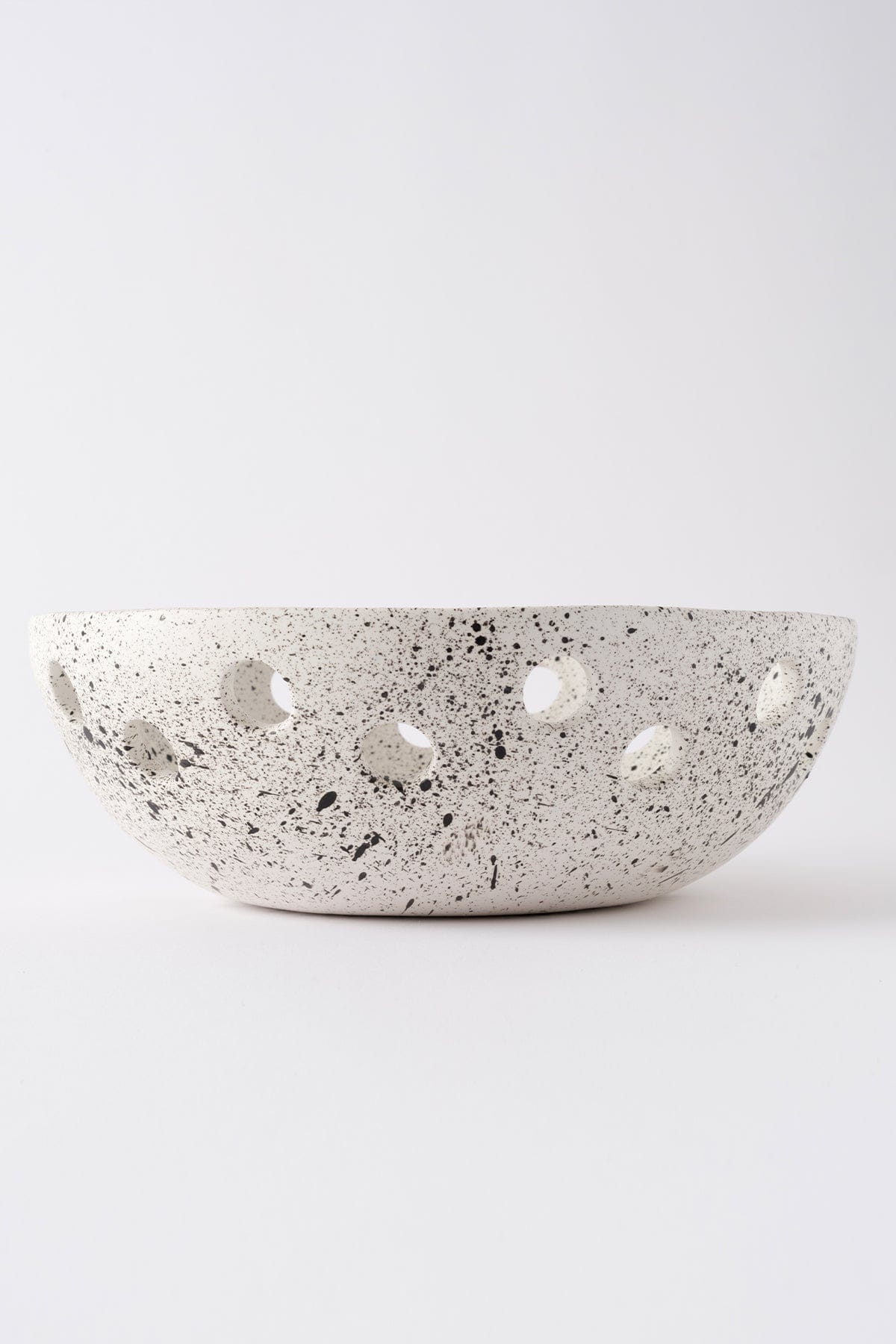 Sateen Matte White Speckled Handmade Oval Large Bowl 8608