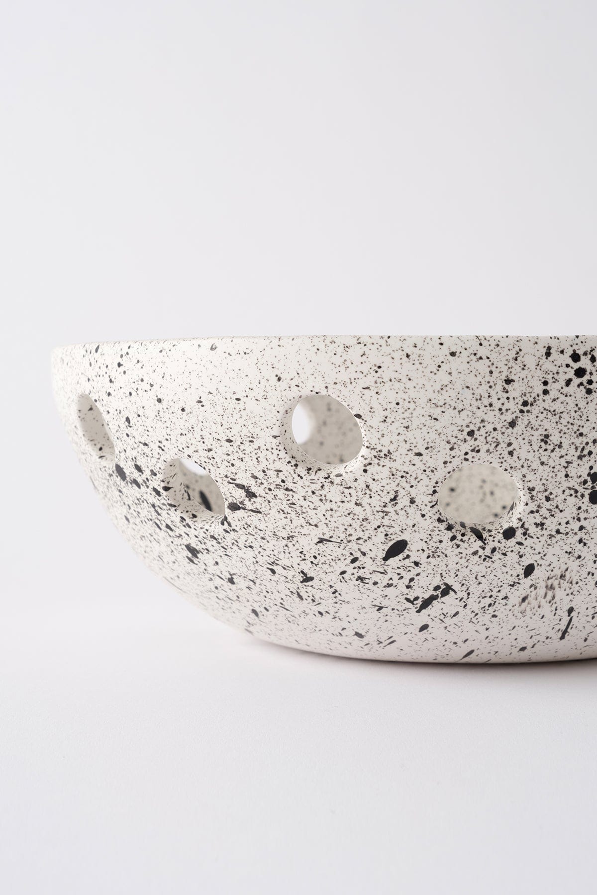Sateen Matte White Speckled Handmade Oval Large Bowl 8608