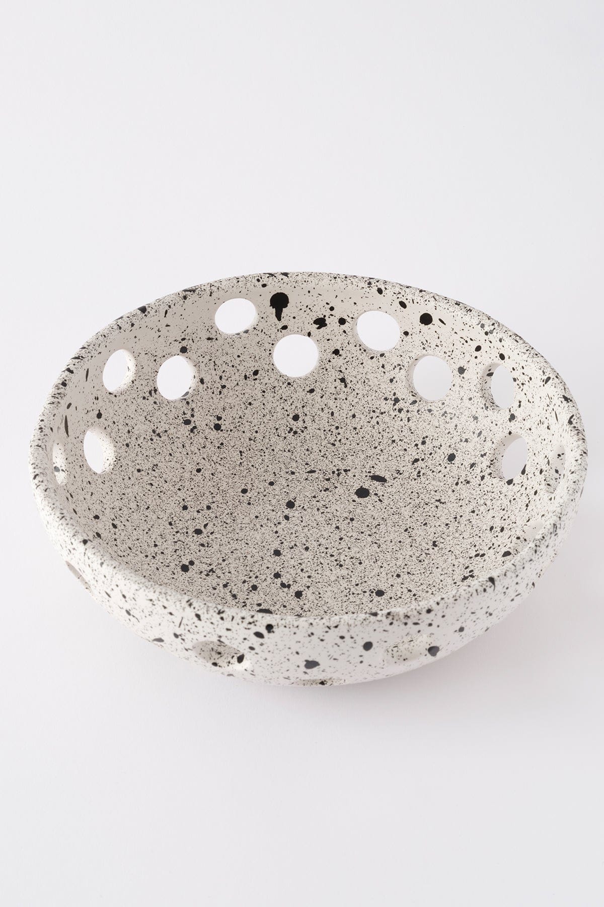 Sateen Matte White Speckled Handmade Oval Small Bowl 8606