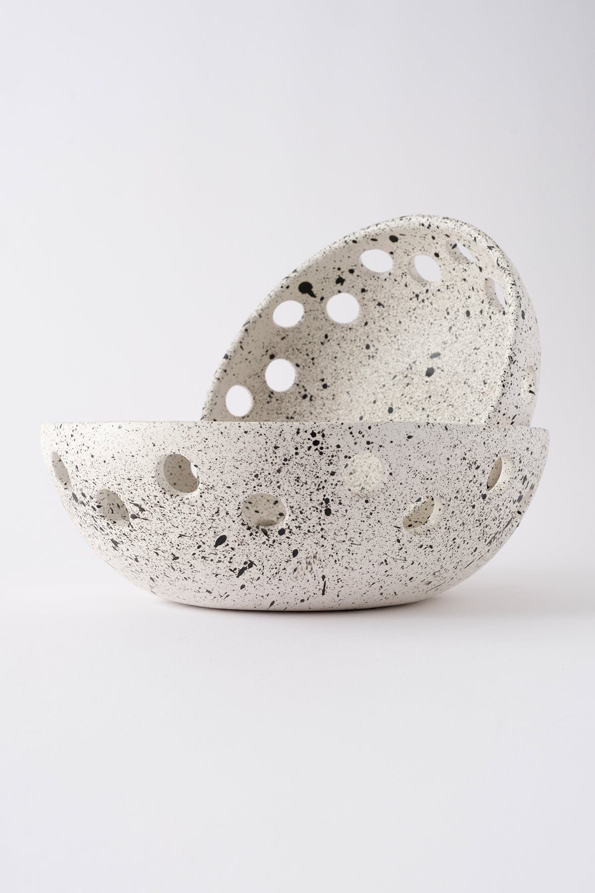 Sateen Matte White Speckled Handmade Oval Small Bowl 8606
