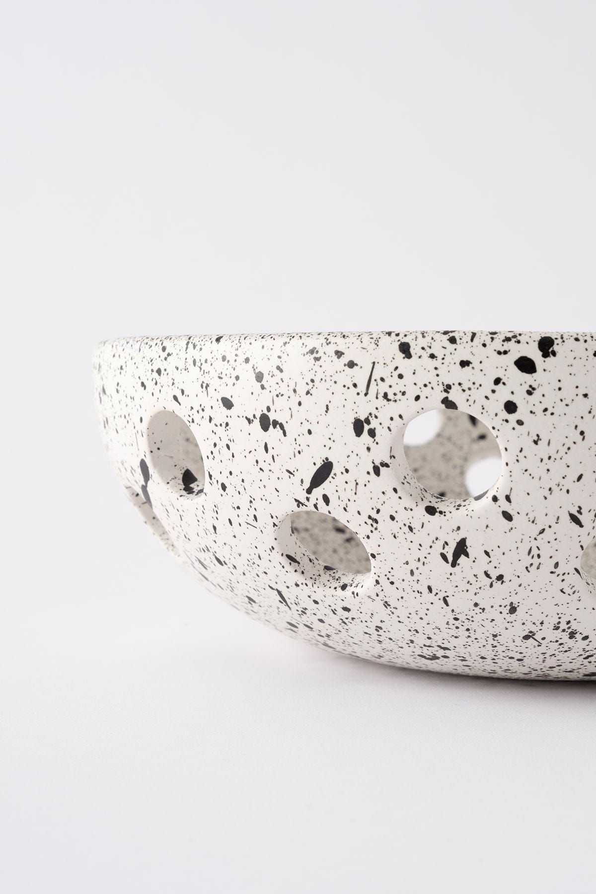 Sateen Matte White Speckled Handmade Oval Small Bowl 8606