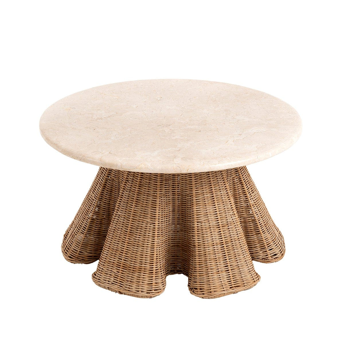 Savia Marble Table with Iron and Rattan Woven Legs 70 cm 10116
