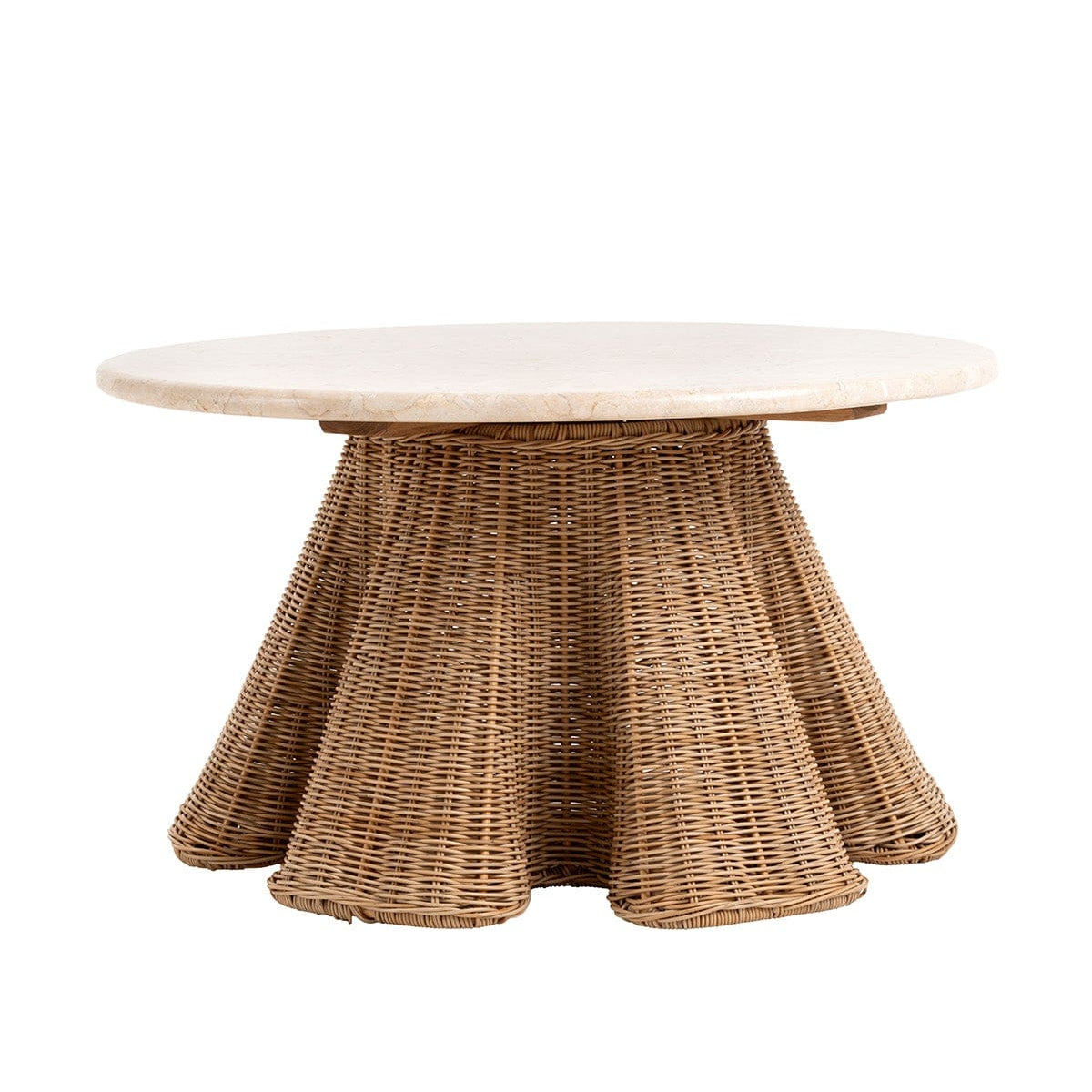 Savia Marble Table with Iron and Rattan Woven Legs 70 cm 10116