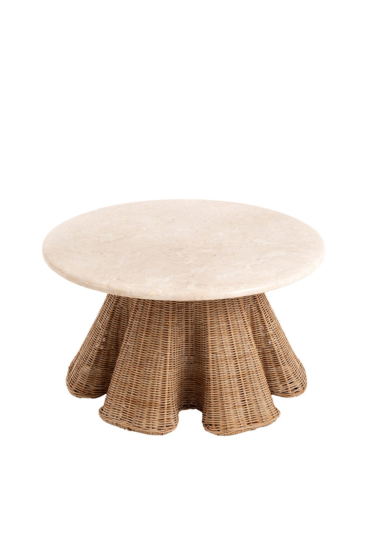 Savia Demir ve Rattan Örme Ayaklı Mermer Masa 120cm 10119