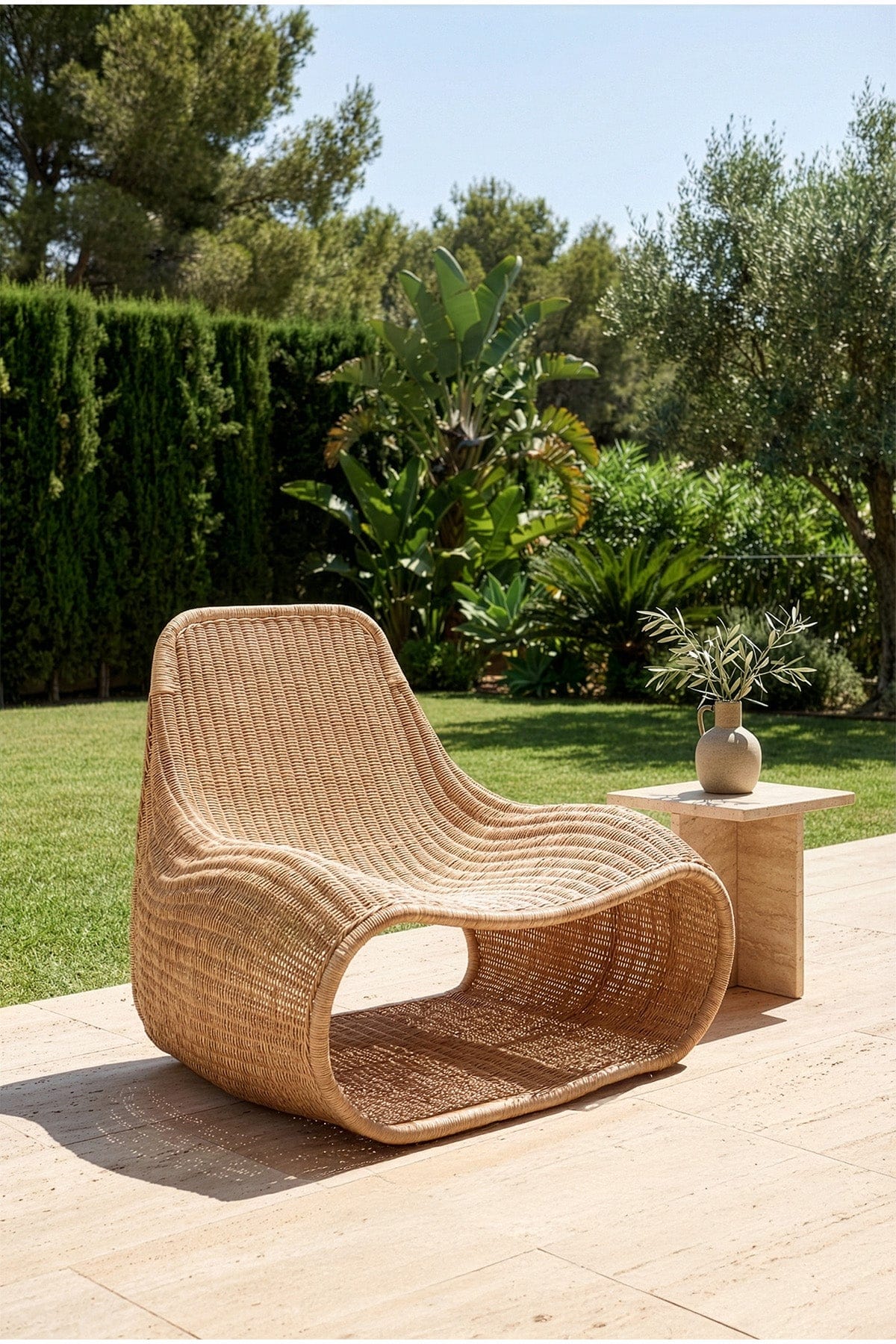 Savia Wrought Iron and Rattan Weave Custom Form Armchair 10113