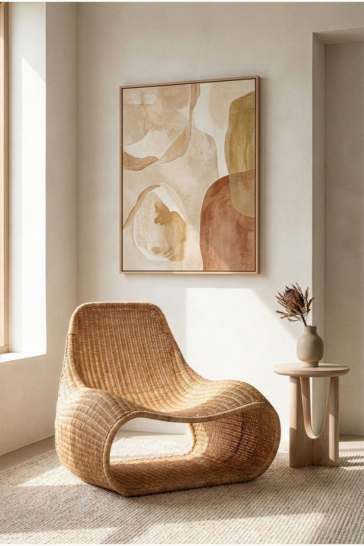 Savia Wrought Iron and Rattan Weave Custom Form Armchair 10113