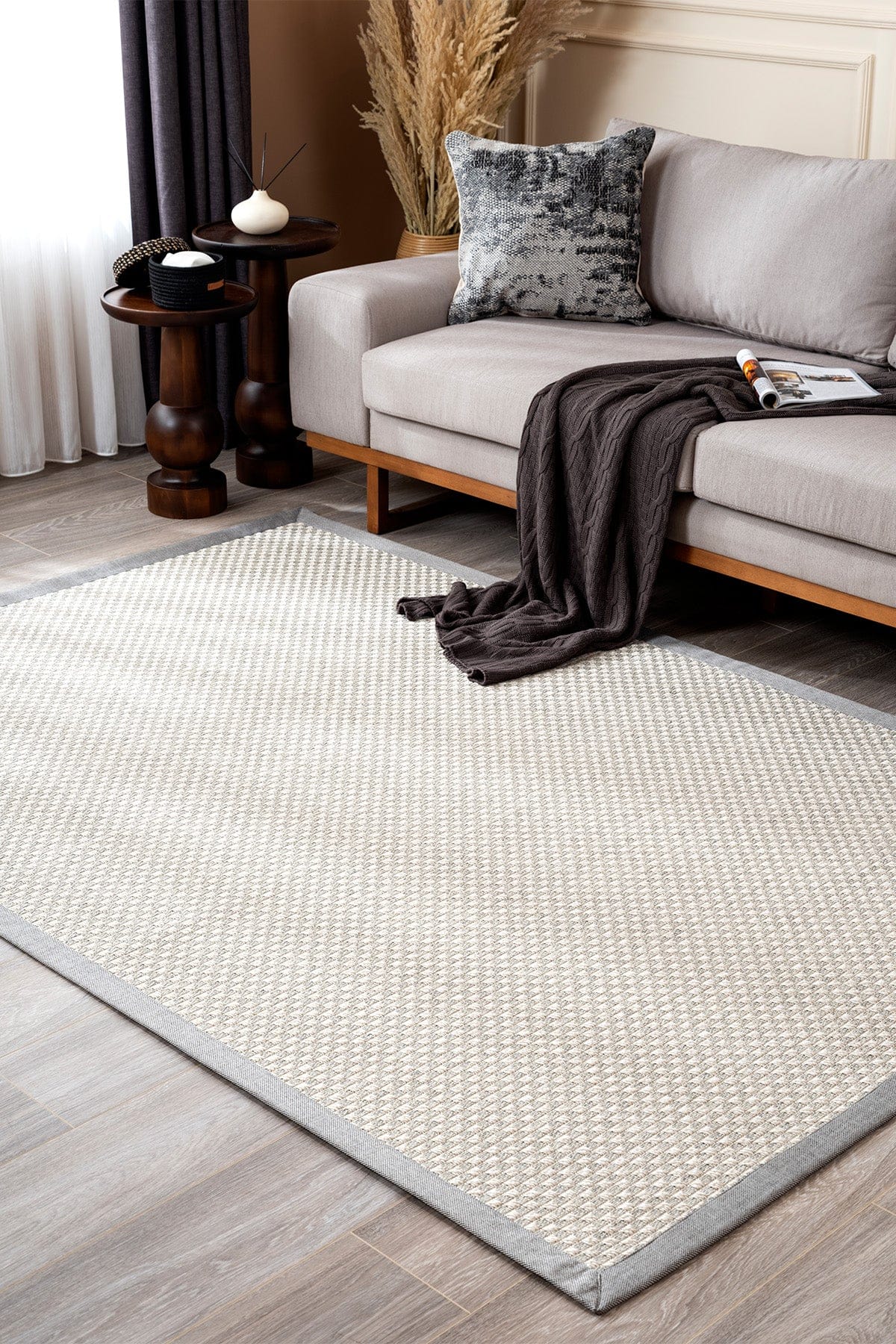 Sisalo Border Cream Grey Sisal Rug Grey Border B3416B