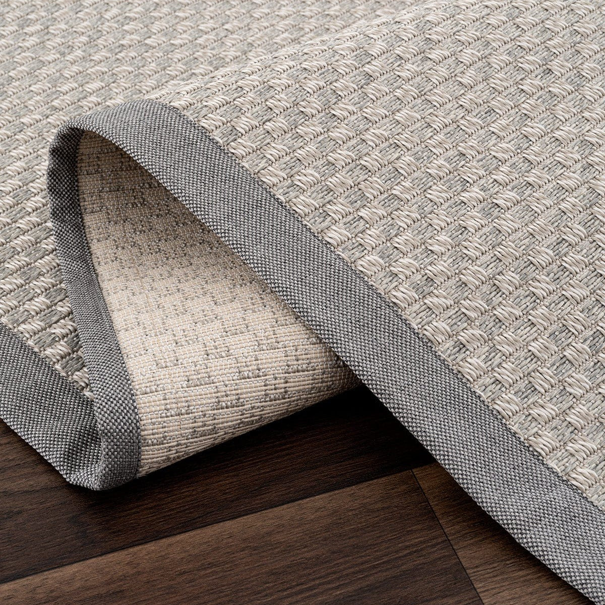 Sisalo Bordure Krem Gri Sisal Halı Gri Bordür B3416B