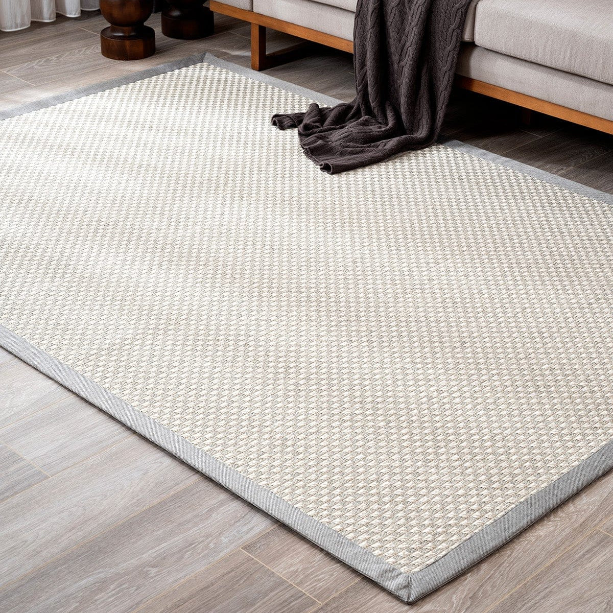 Sisalo Bordure Krem Gri Sisal Halı Gri Bordür B3416B