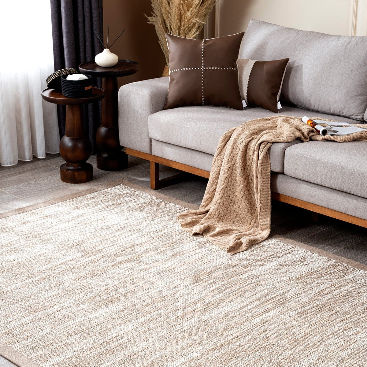 Sisalo Bordure Krem Natural Sisal Halı Bordür Vizon B3418C