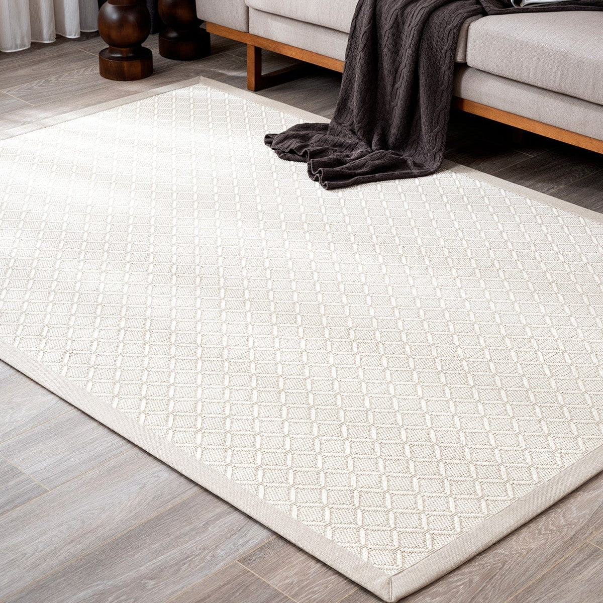 Sisalo Bordure Krem Sisal Halı Krem Bordür B3422A