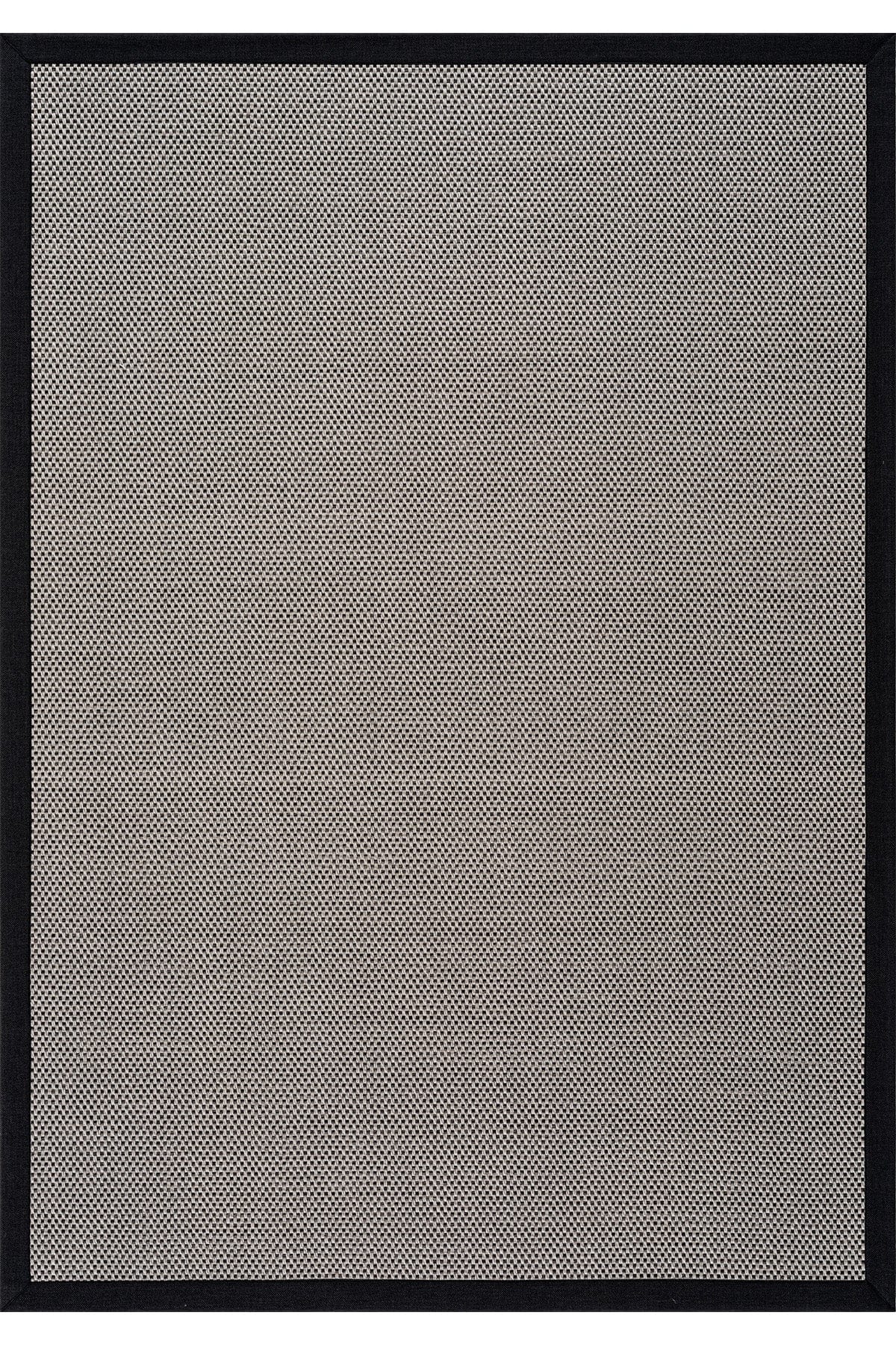 Sisalo Bordure Krem Siyah Sisal Halı Siyah Bordür B3417E