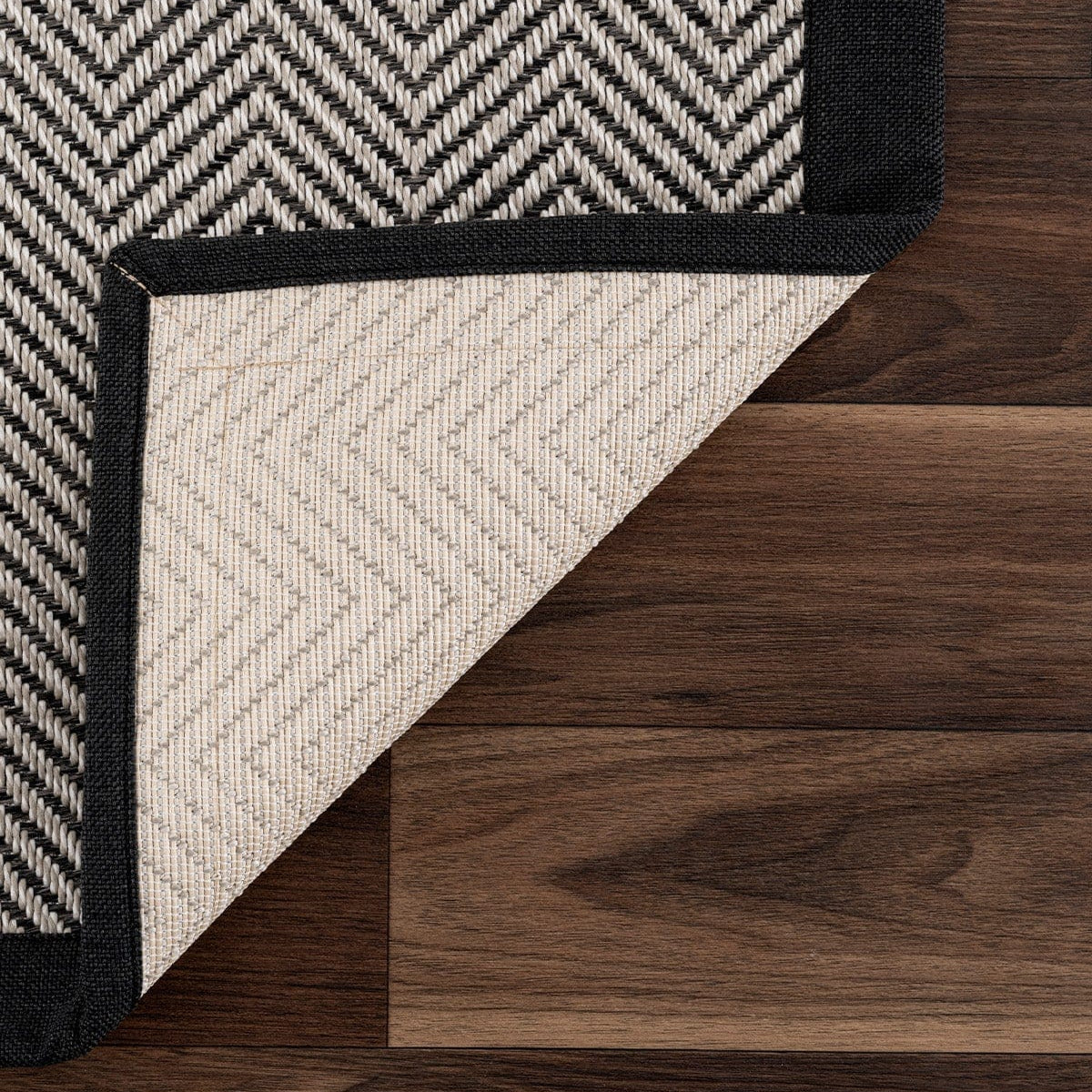 Sisalo Bordure Krem Siyah Sisal Halı Siyah Bordür B3421E
