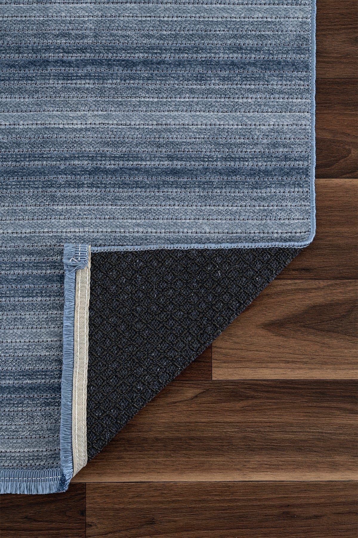 Stripe Mavi Kilim Kaymaz Taban Yolluk 33013Y