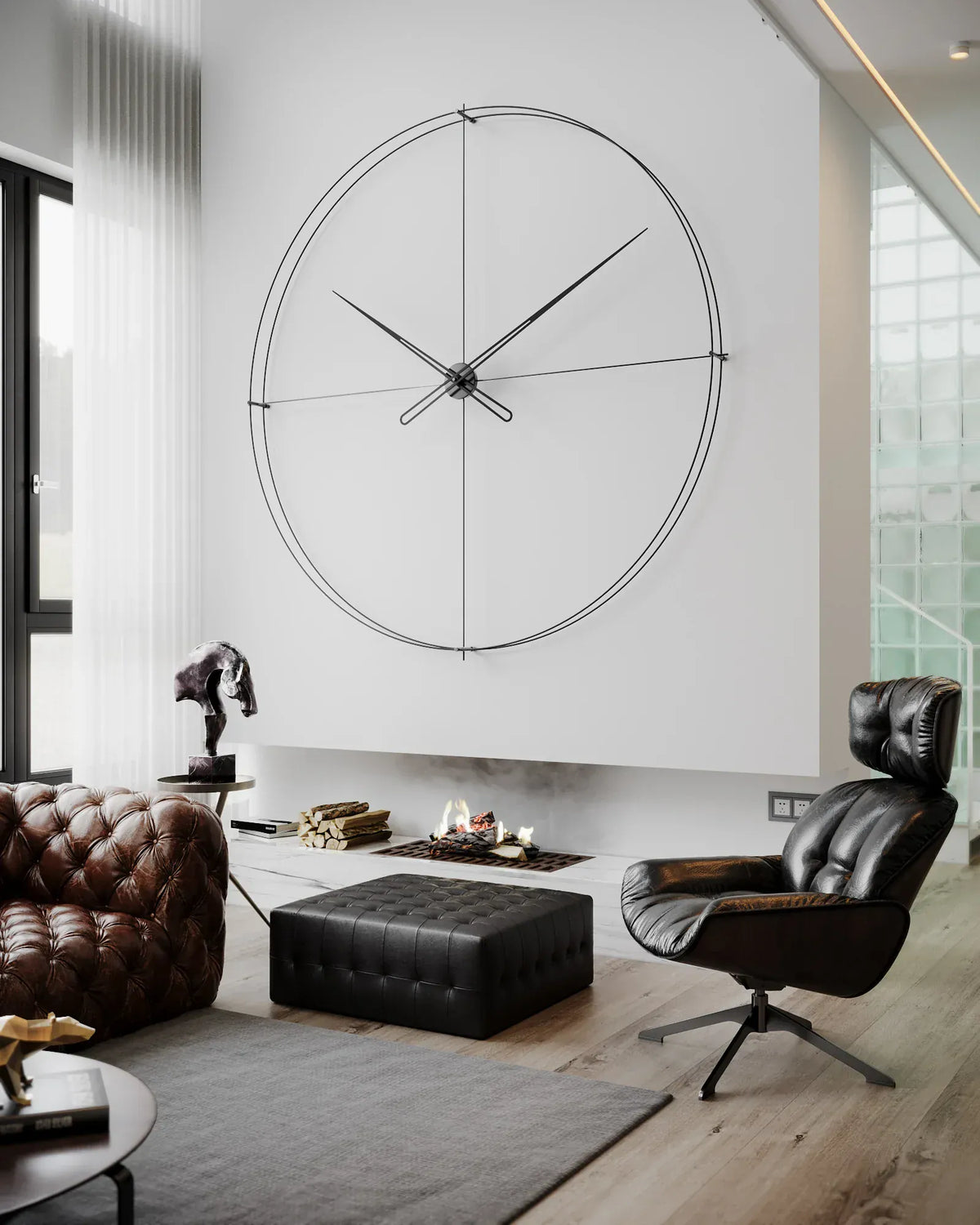 timeless large çok büyük duvar saati siyah