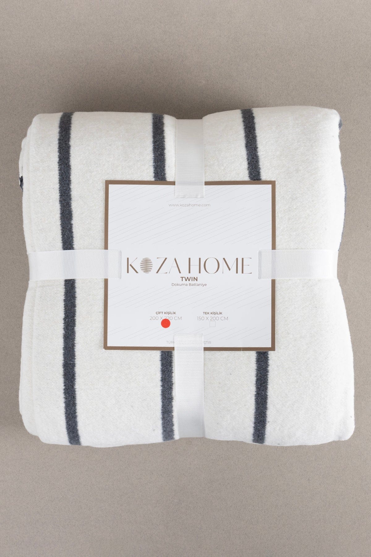 Twin Blanket Soft Cotton Double Blanket Anthracite Cream 200 x 220 5030A
