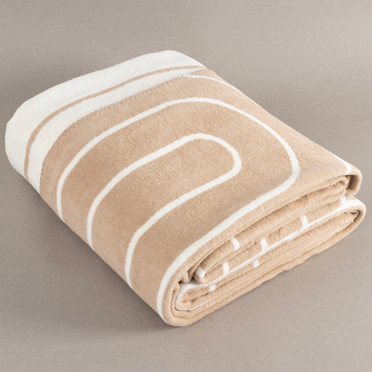 Twin Battaniye Soft Pamuklu Çift Kişilik Battaniye Kahve Krem 200 x 220 5028A