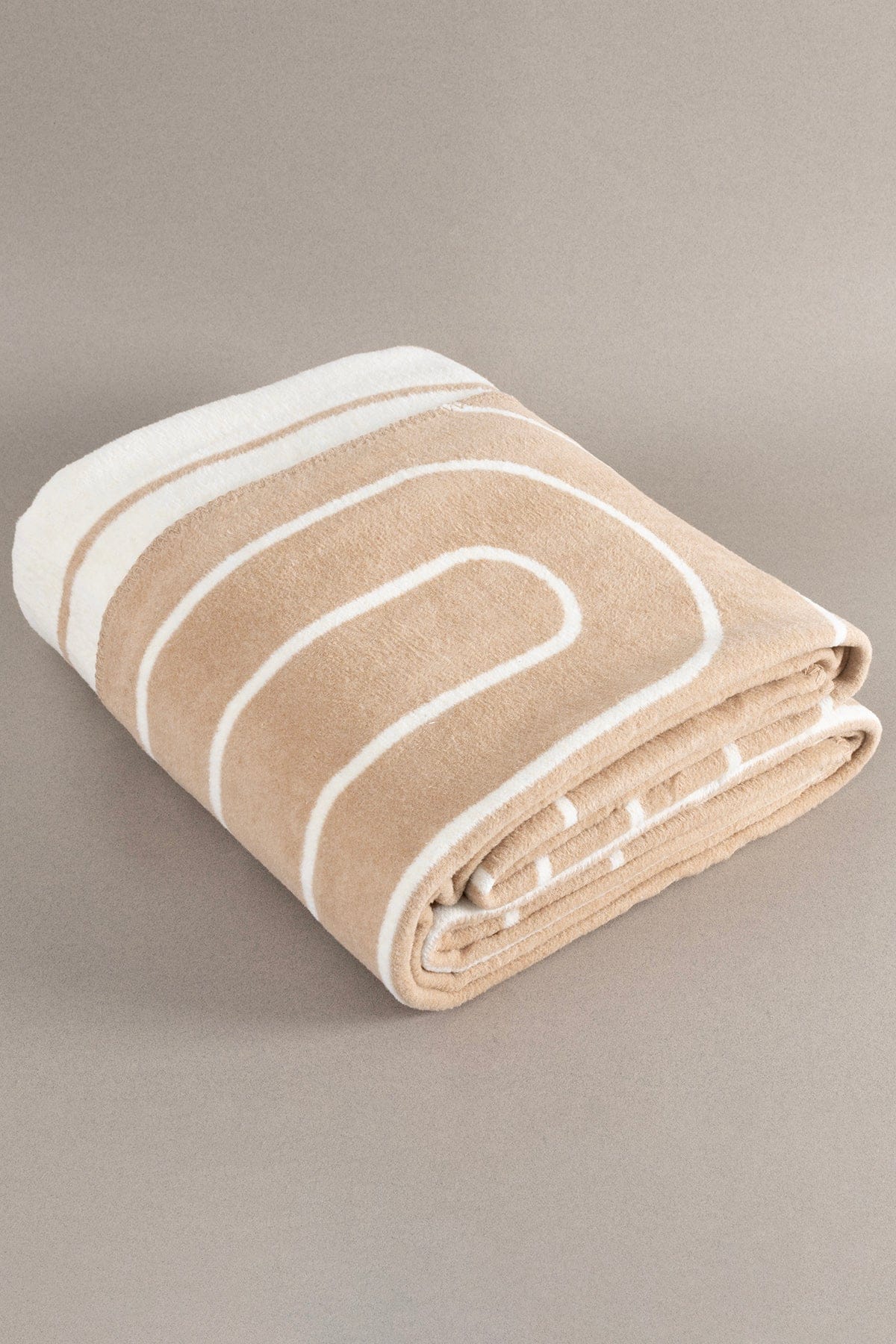 Twin Battaniye Soft Pamuklu Çift Kişilik Battaniye Kahve Krem 200 x 220 5028A