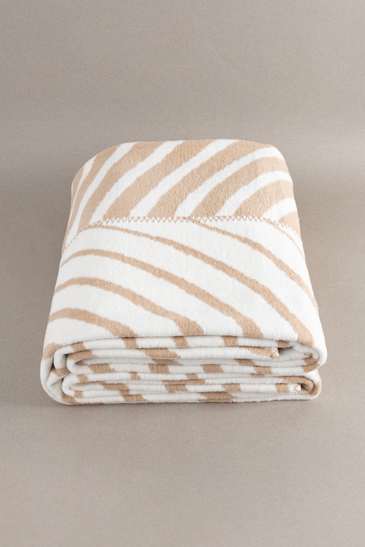 Twin Battaniye Soft Pamuklu Çift Kişilik Battaniye Kahve Krem 200 x 220 5036A