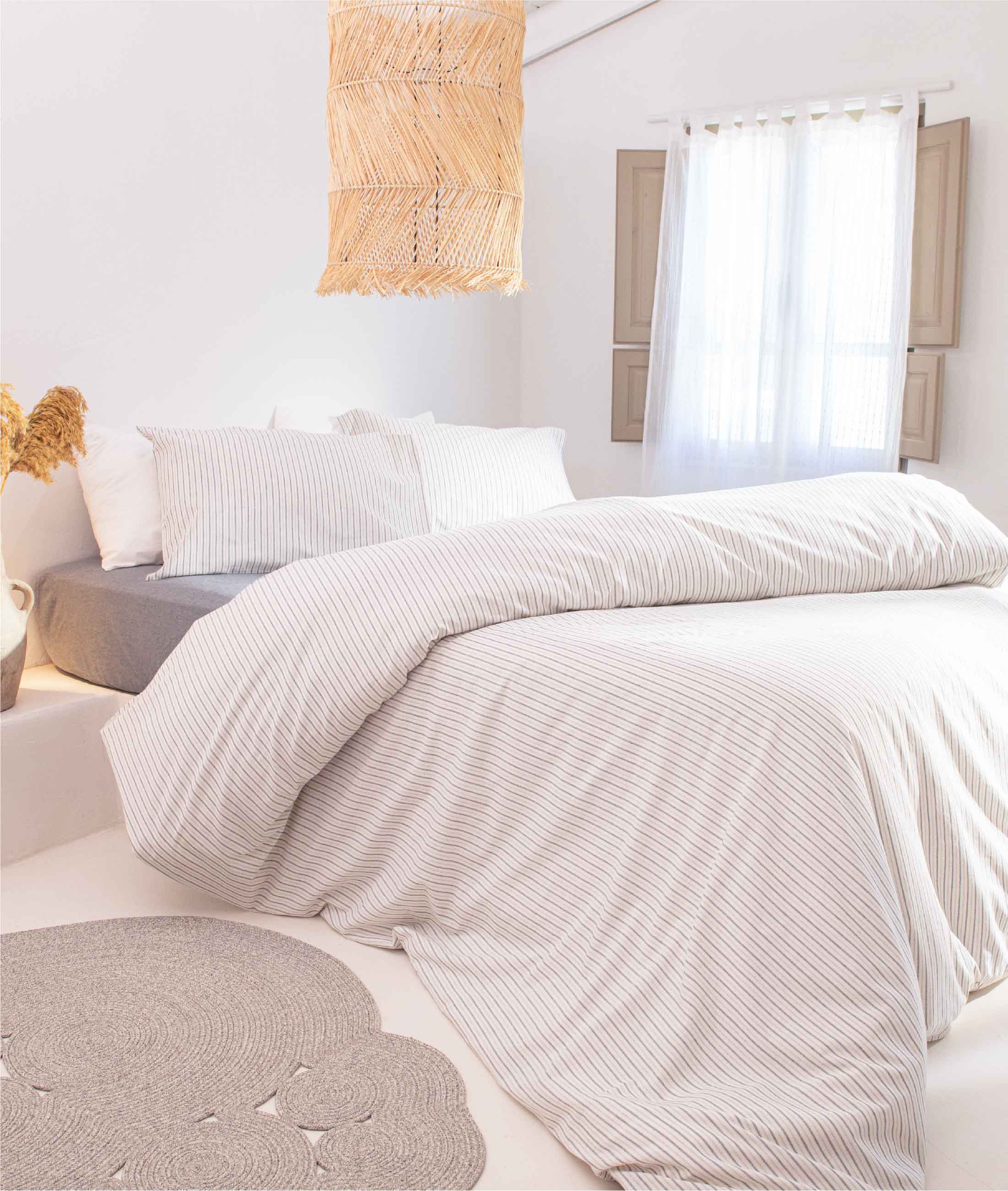 Viento Duvet Cover Set Cotton Ecru Blue Striped Blue Double 200x220 9510A