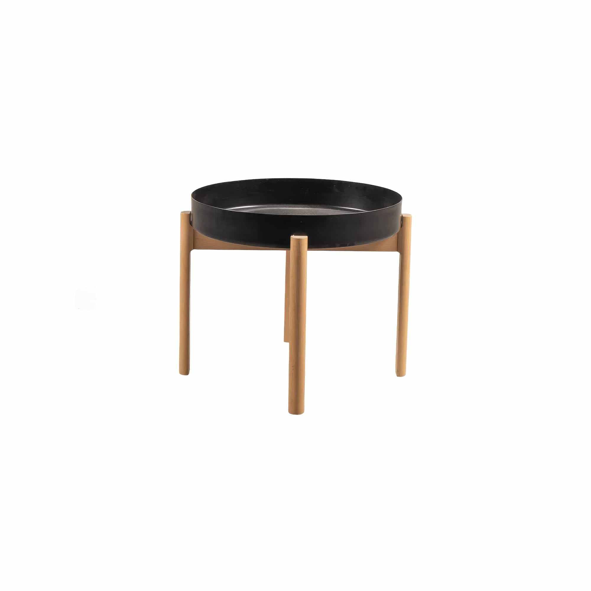 Yuvarlak Yan Sehpa Ahşap Siyah 11000